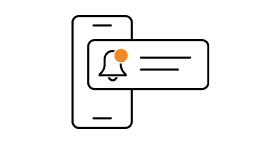 Illustration eines Smartphones mit einer Glocke als Symbol für Push-Mitteilungen